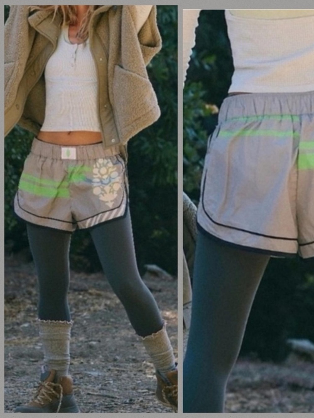Free People Movement Varsity Blues Athletic Shorts Size Sm Gray Lime (Q6-1E)